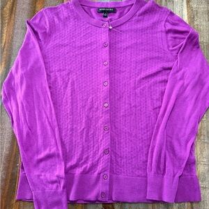 Banana Republic Purple Textured Knit Button Front Cardigan Sweater Size L  EUC